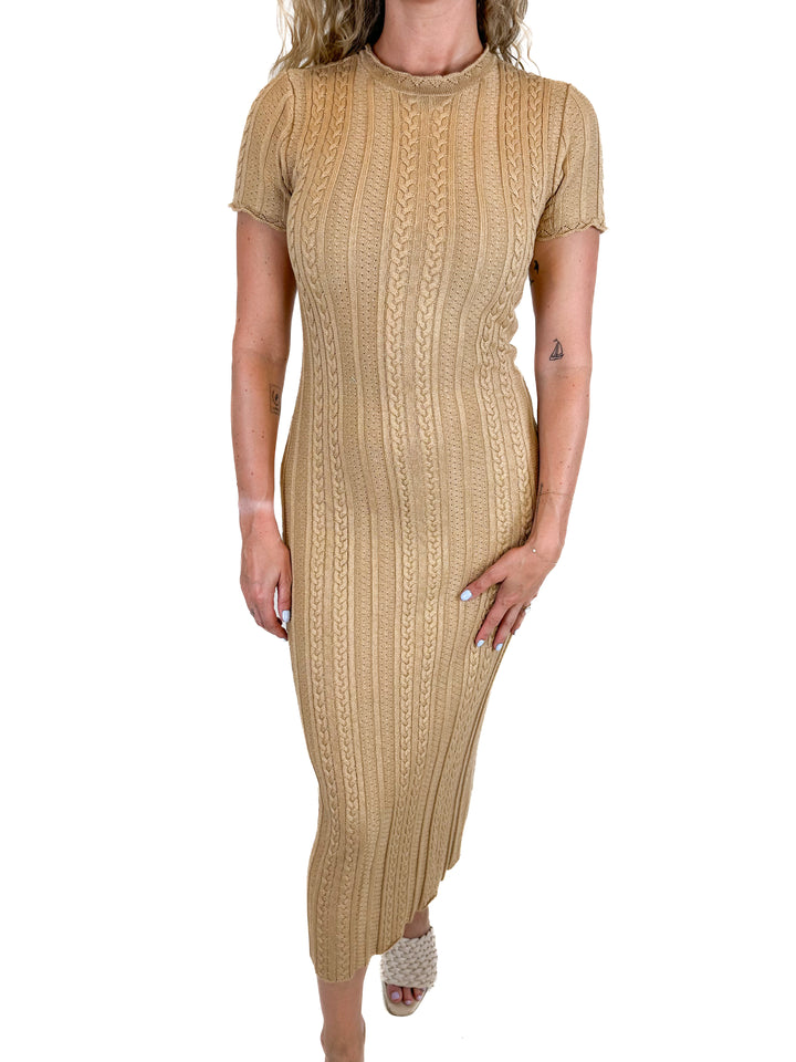 Show Me Your Mumu Gold Knit Maxi Dress (S)