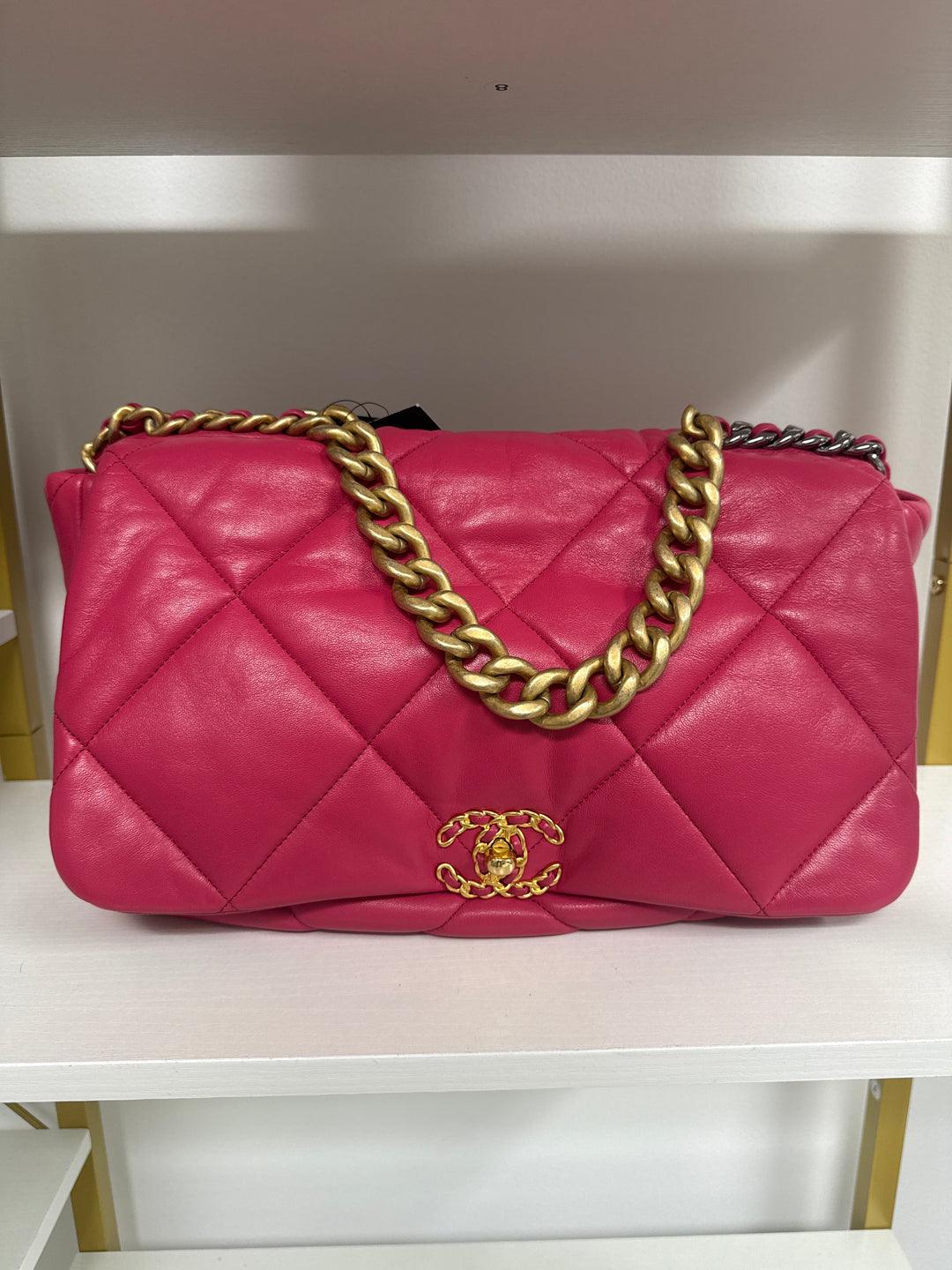 Chanel pink lambskin 19 flap bag (est. retail $8,100)