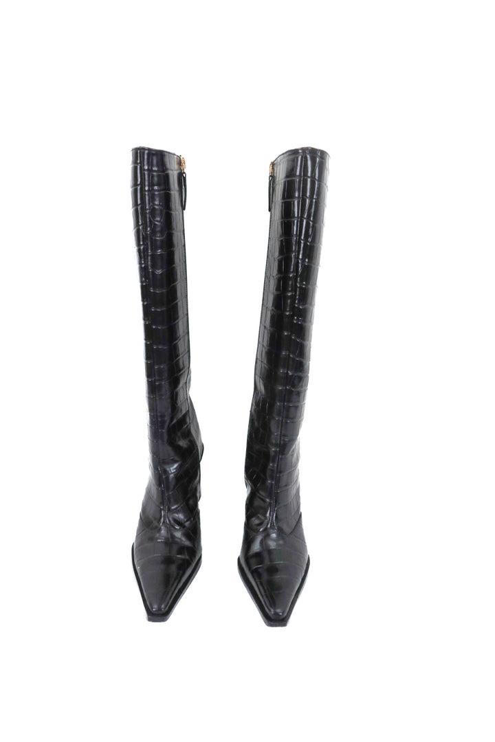 Schutz black leather tall boots (8; retail $298)