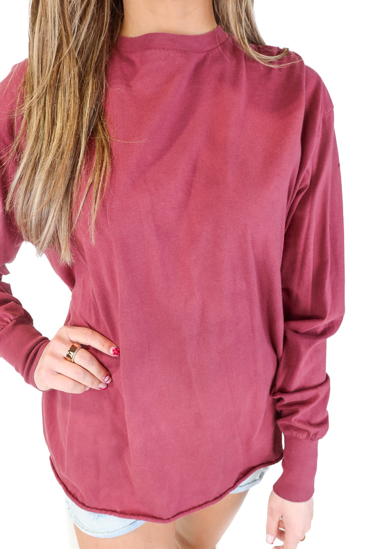 Tribe Kelley Burgundy Long Sleeve Tee (M)