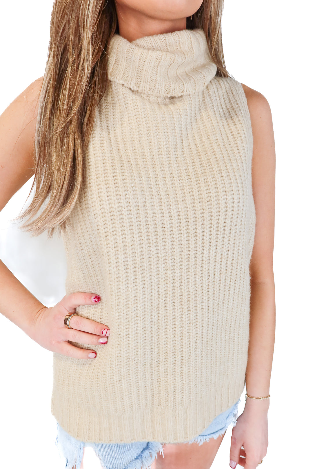 SLAY wayf tan sleeveless knit top (xs; retail $79)