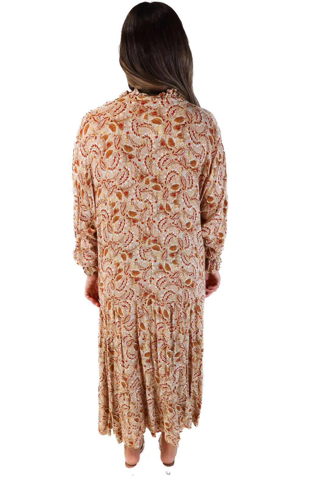 Aura red/brown floral maxi dress (s)