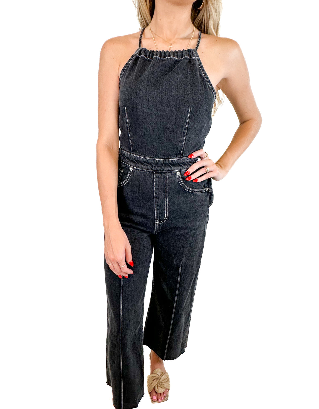 Etica Black Denim Overalls (XS)