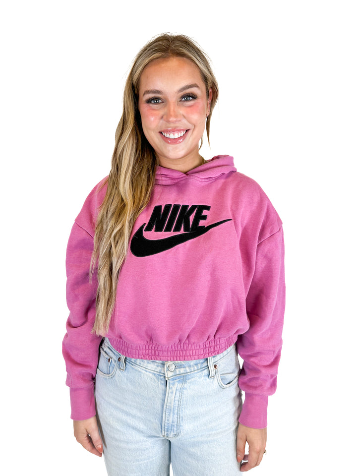 Nike Logo Cropped Purple Hoodie (M)