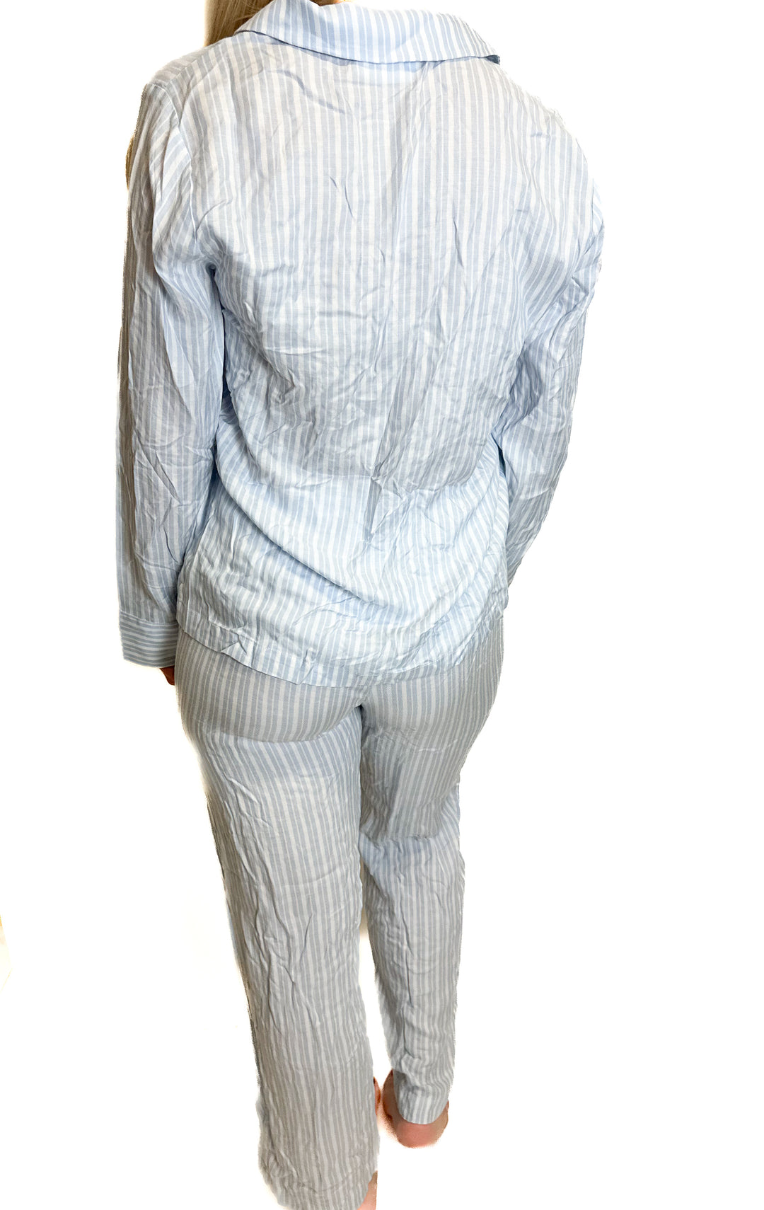Cozy Earth Blue-and-White Striped Pajamas (XS)