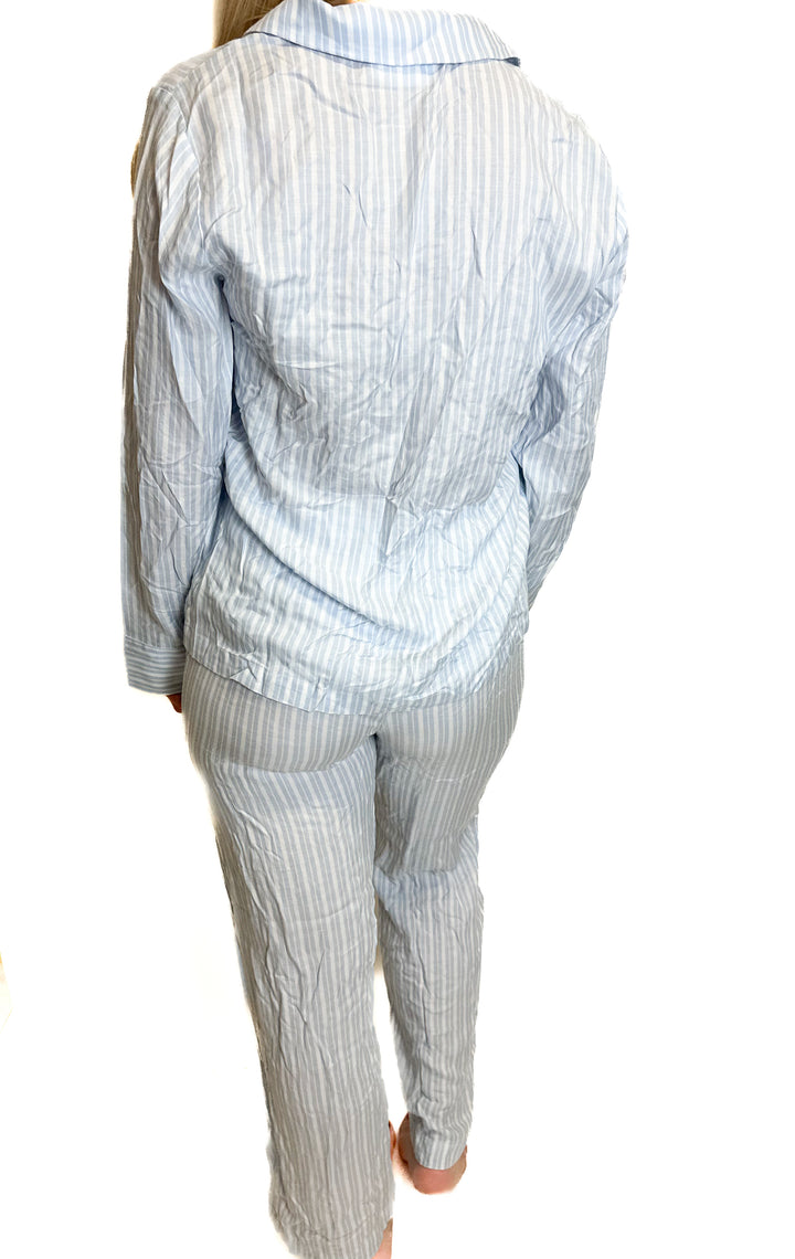 Cozy Earth Blue-and-White Striped Pajamas (XS)