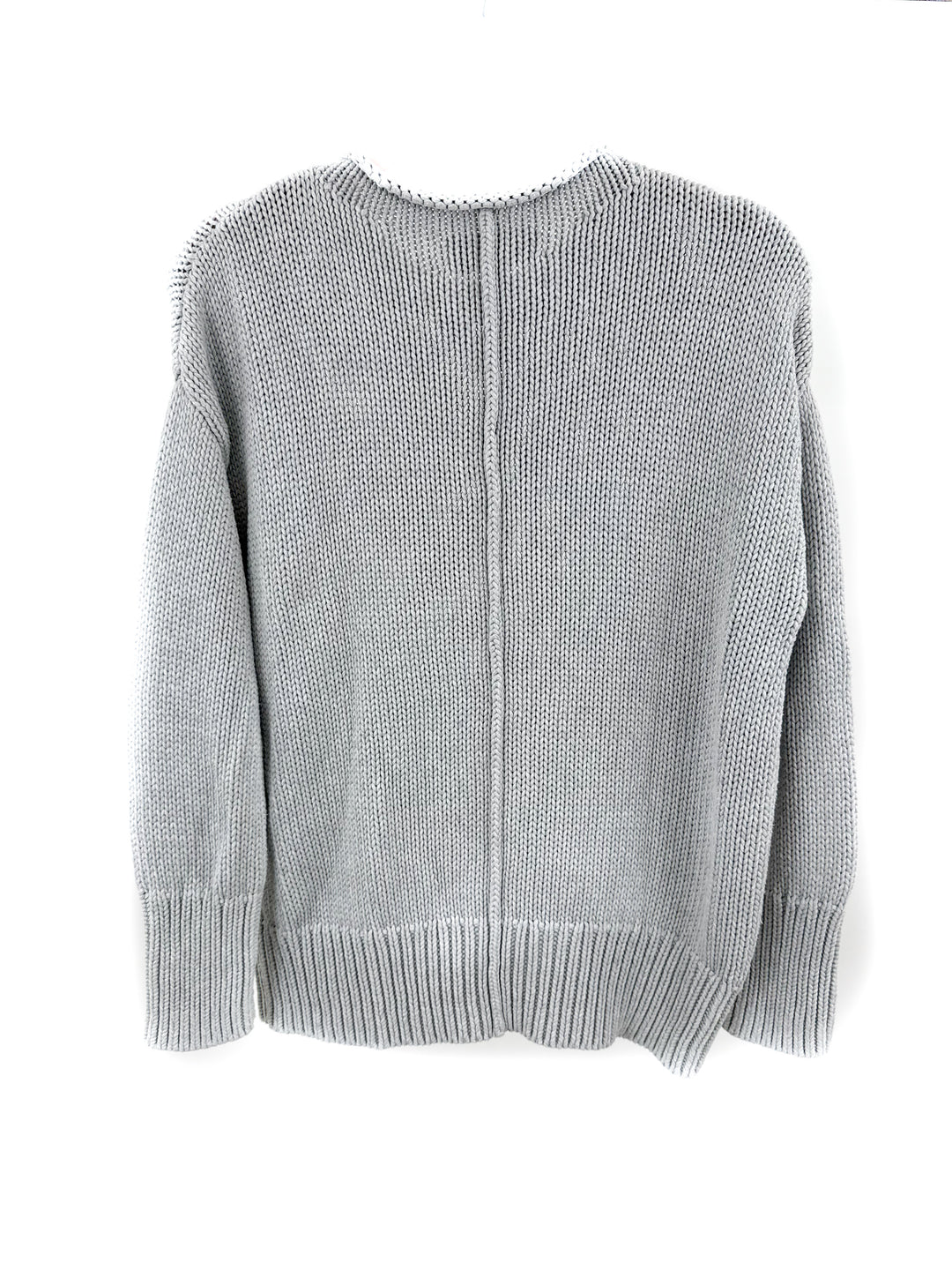La Ligne Cotton Solid Marina Sweater in Light Grey (M; retail $250)