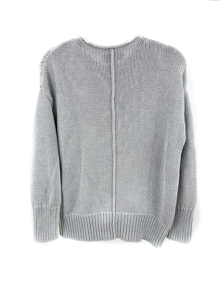 La Ligne Cotton Solid Marina Sweater in Light Grey (M; retail $250)