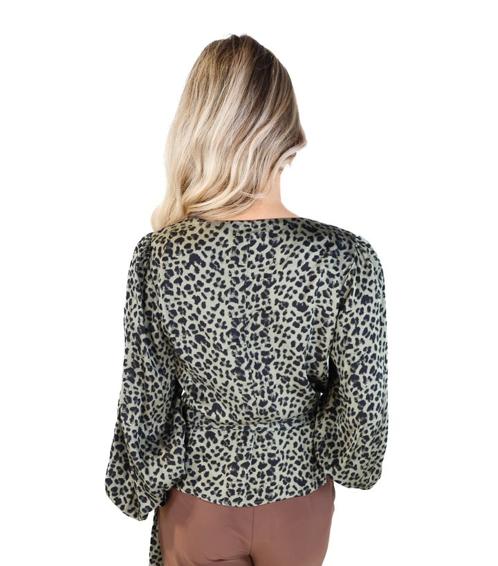 Good American green leopard wrap top (3/L; retail $95)