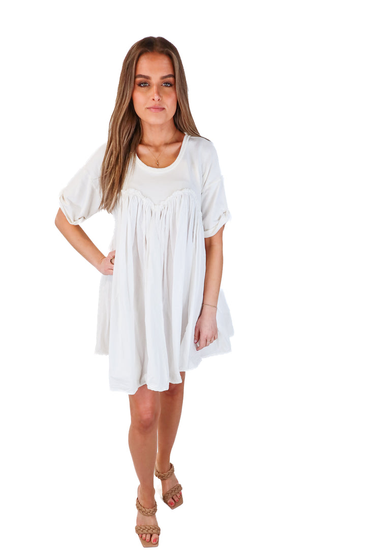 SLAY free people white babydoll dress (xs)