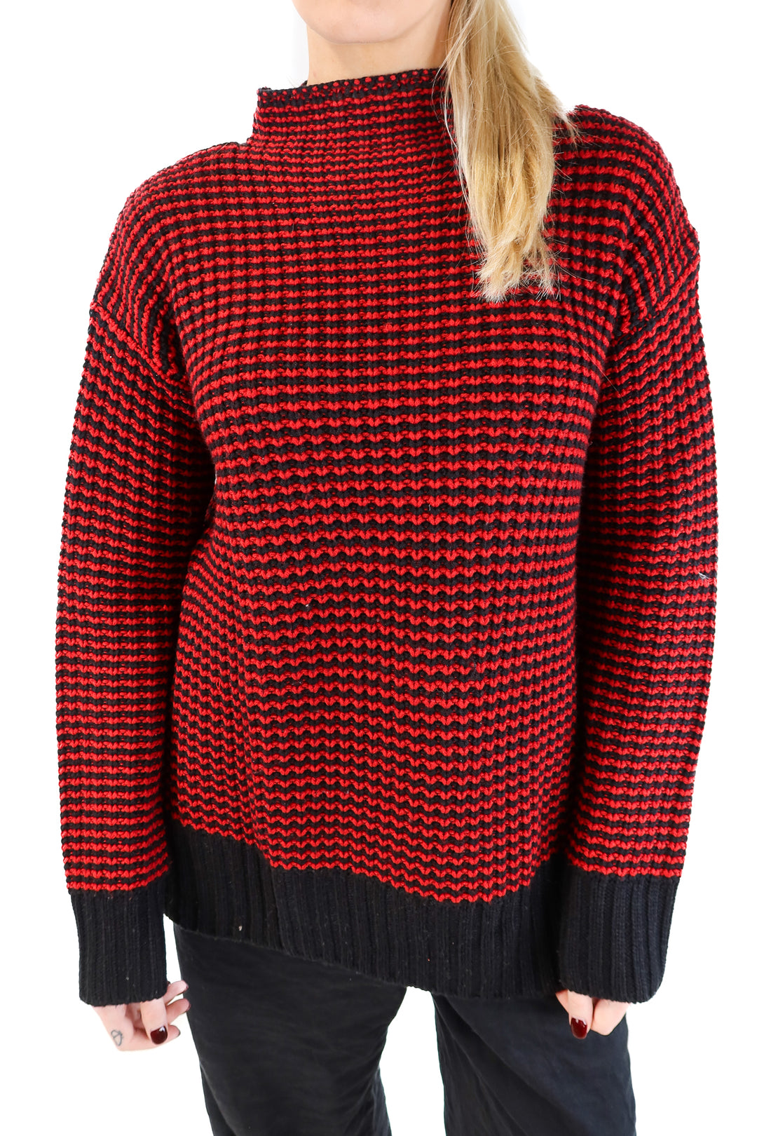 Sanctuary Red and Black striped sweater (M; retail $79)
