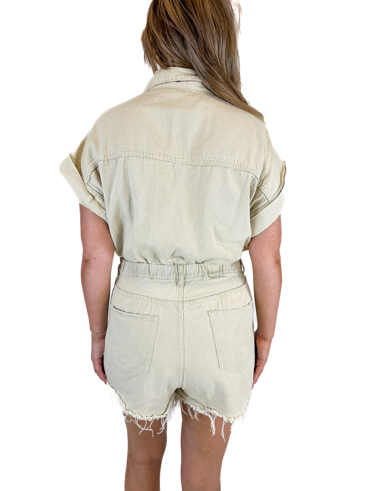 idem ditto Beige Denim Romper (L)