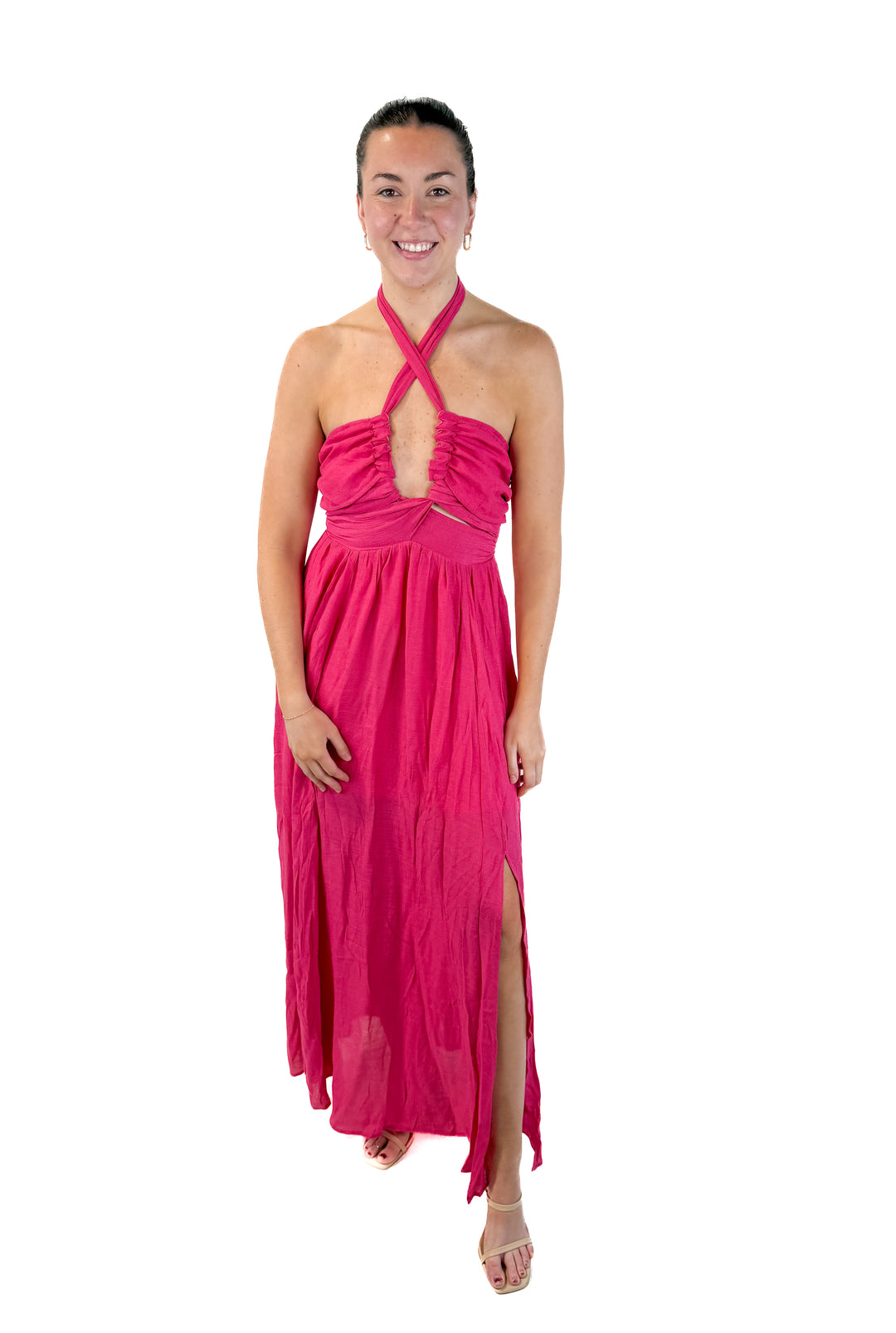 aakaa hot pink maxi dress NWT  (retails for $99)