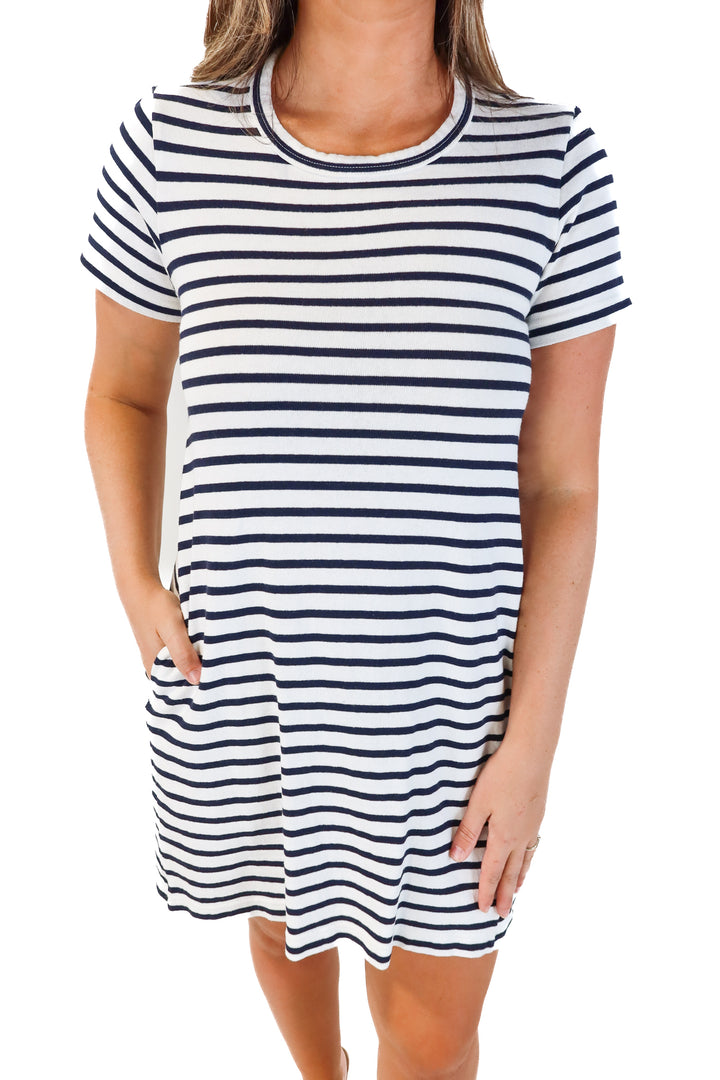 Striped Backless Midi Dress (M)