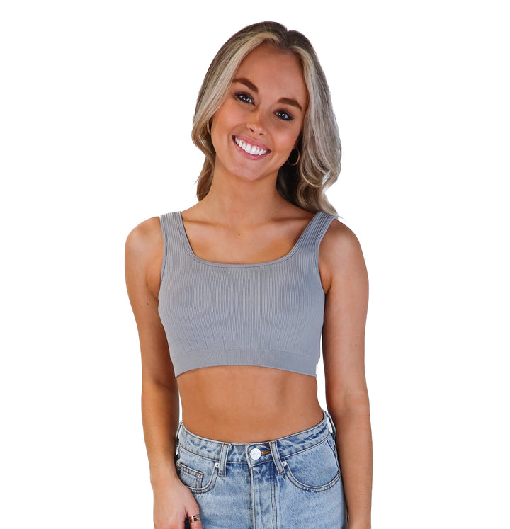 Buff bunny slate grey sports bra NWT (m; retail $40)