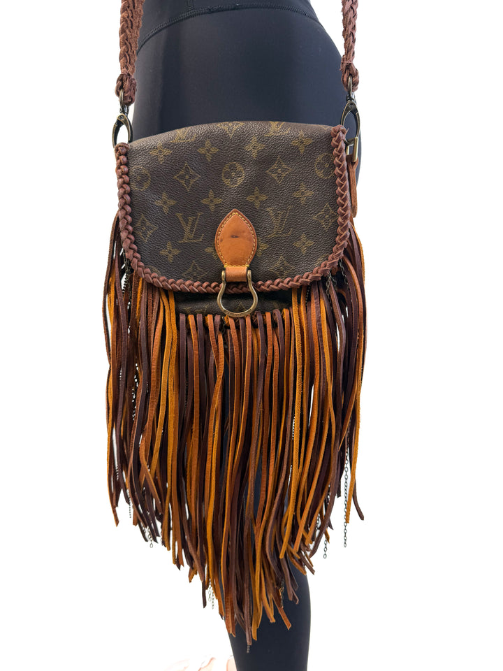 Upcycled Louis Vuitton Crossbody Boho Bag (retail $2,299.99)