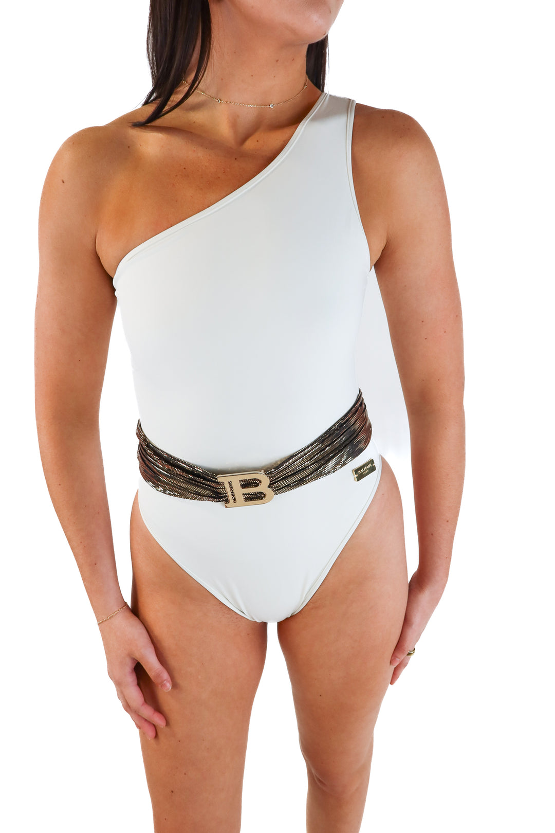 Balmain Ivory One-Piece Swimsuit NWT (IT44/ US6-8/ US M; retail $780)