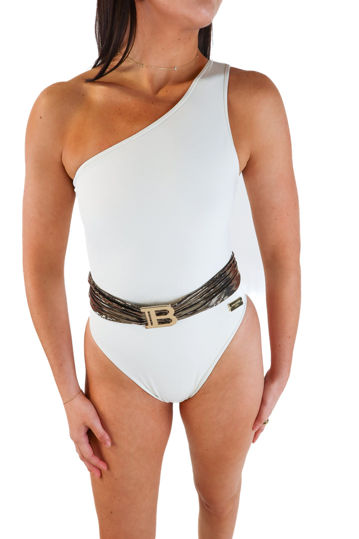 Balmain Ivory One-Piece Swimsuit NWT (IT44/ US6-8/ US M; retail $780)