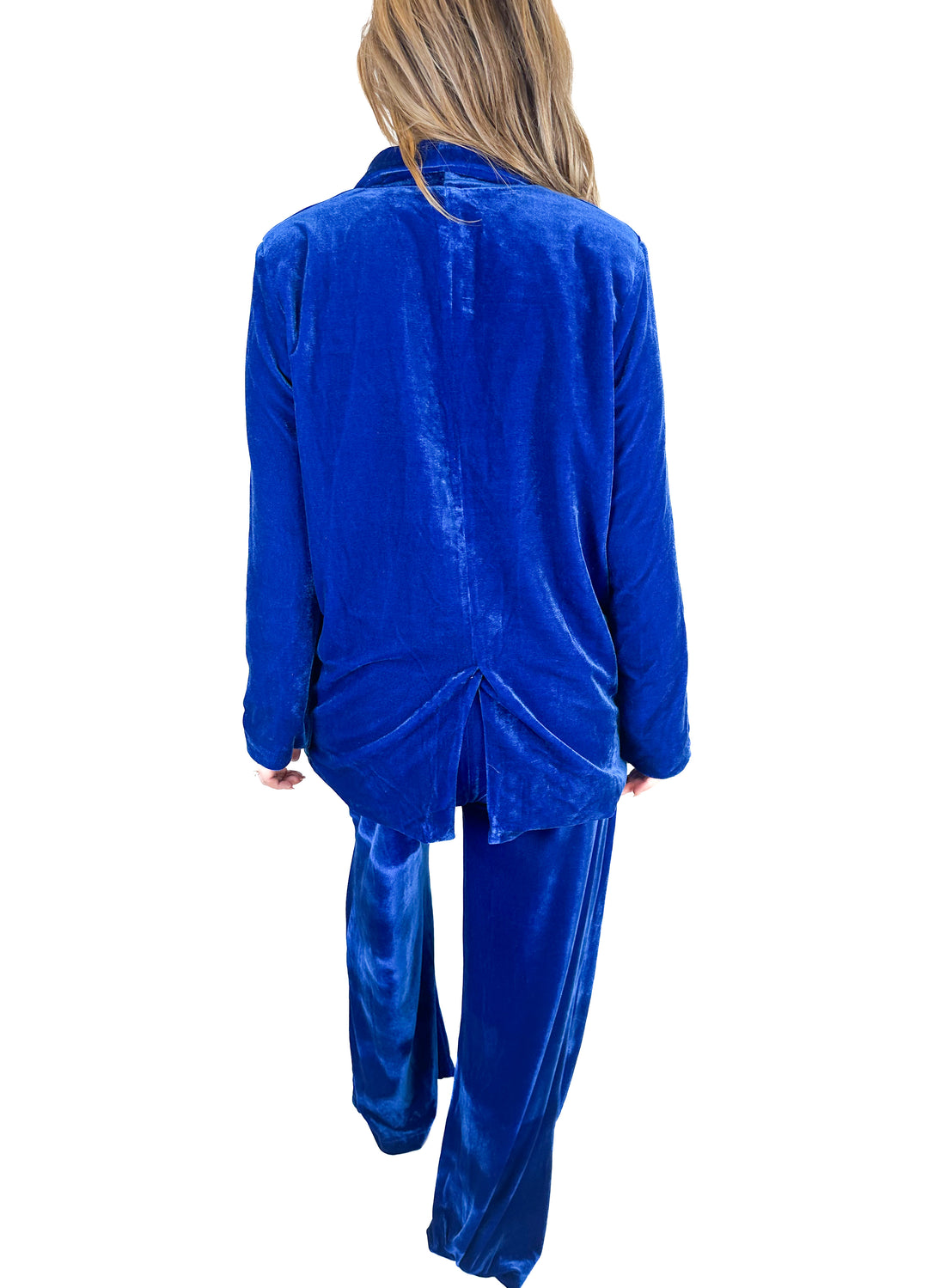 Aura Blue Velvet Jacket and Pants Set (L)