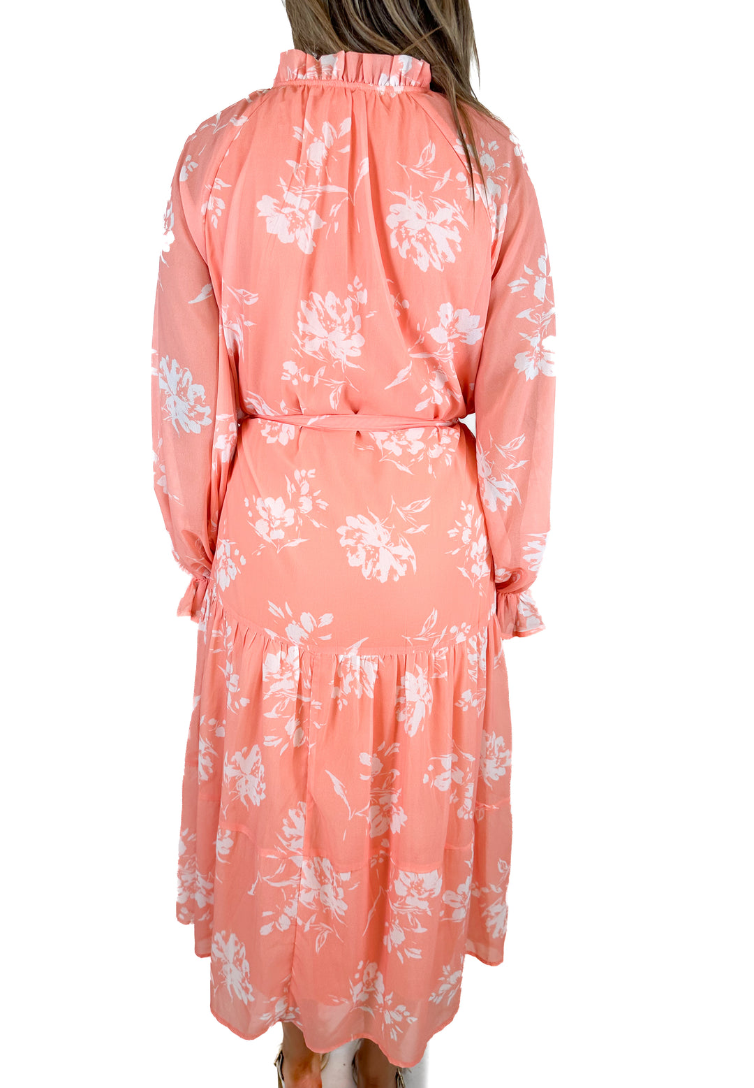 Pink Lily Pink Floral Maxi Dress (M)