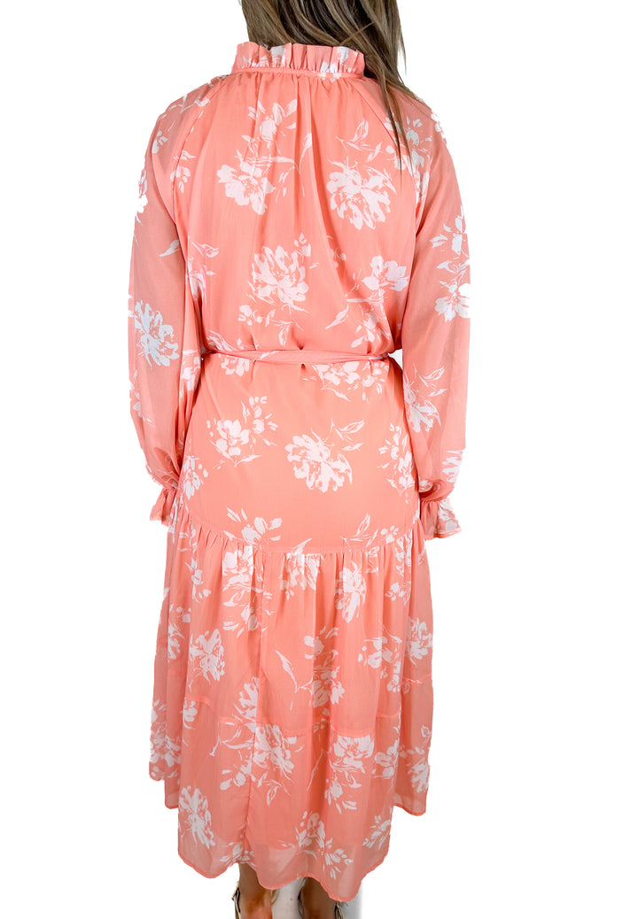 Pink Lily Pink Floral Maxi Dress (M)