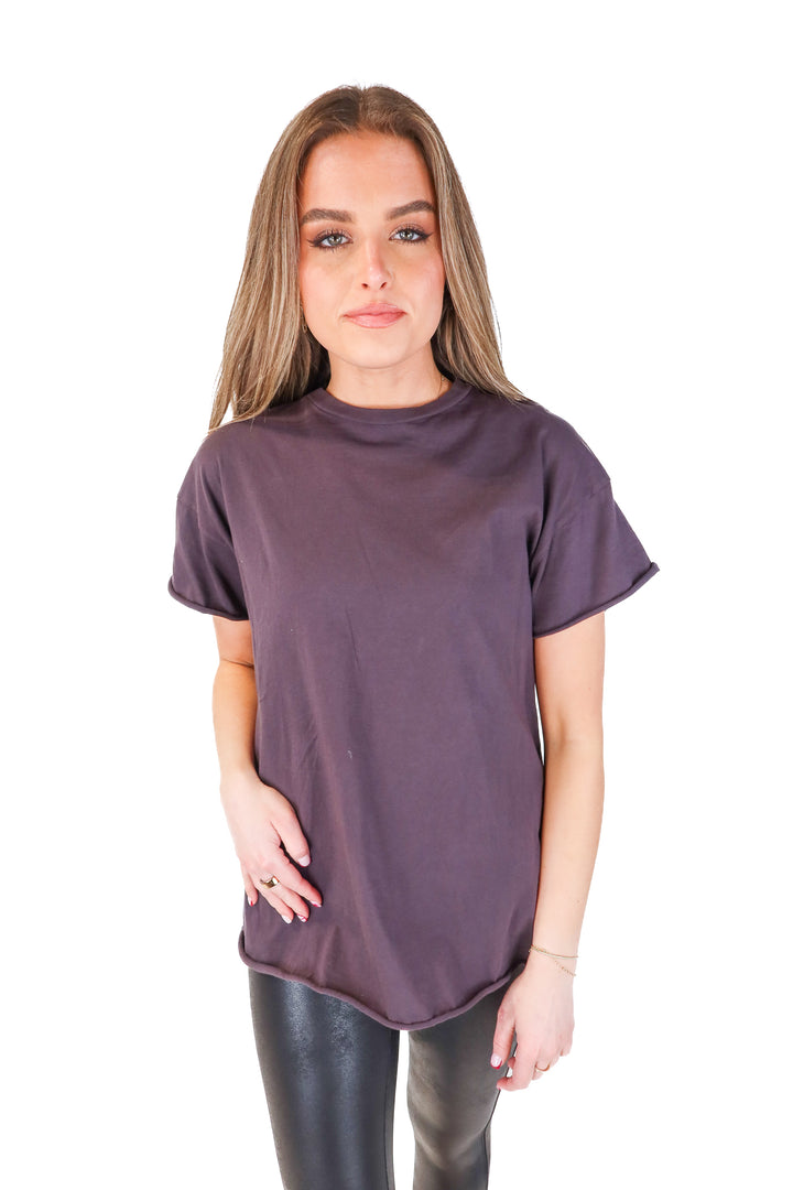 SOLD Tribe Kelley Dark Gray Raw Edge Tee (S; retail $45)