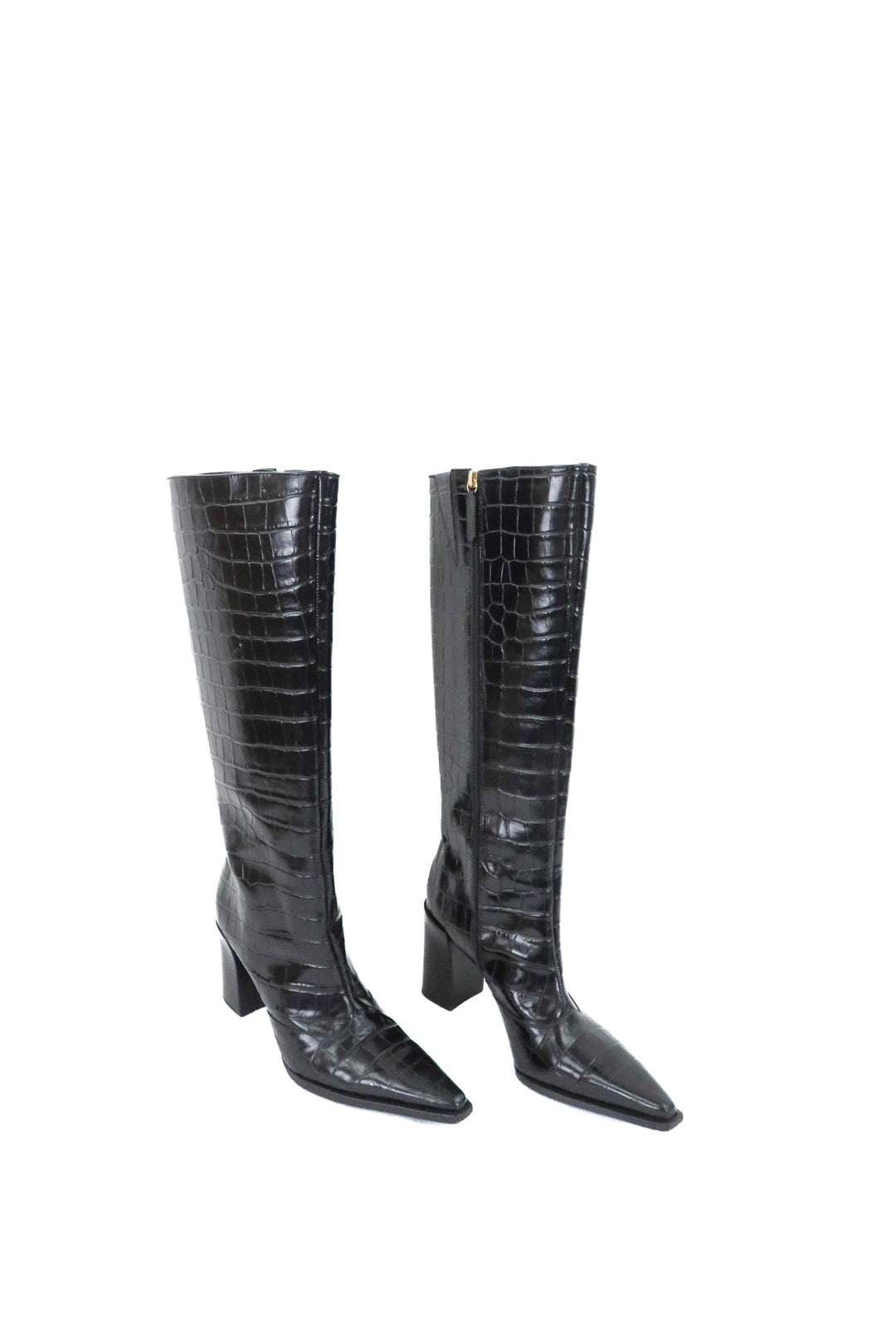 Schutz black leather tall boots (8; retail $298)
