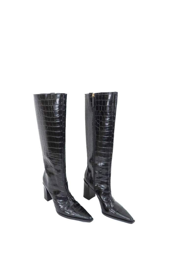 Schutz black leather tall boots (8; retail $298)