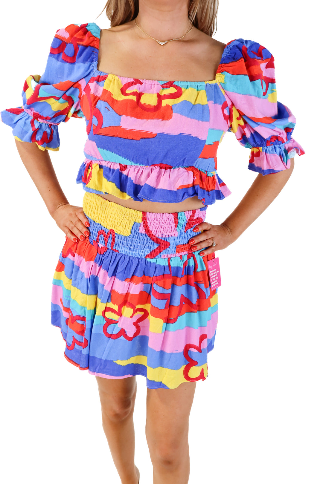Buddy love colorful floral/stripe set NWT (L; retail $86)