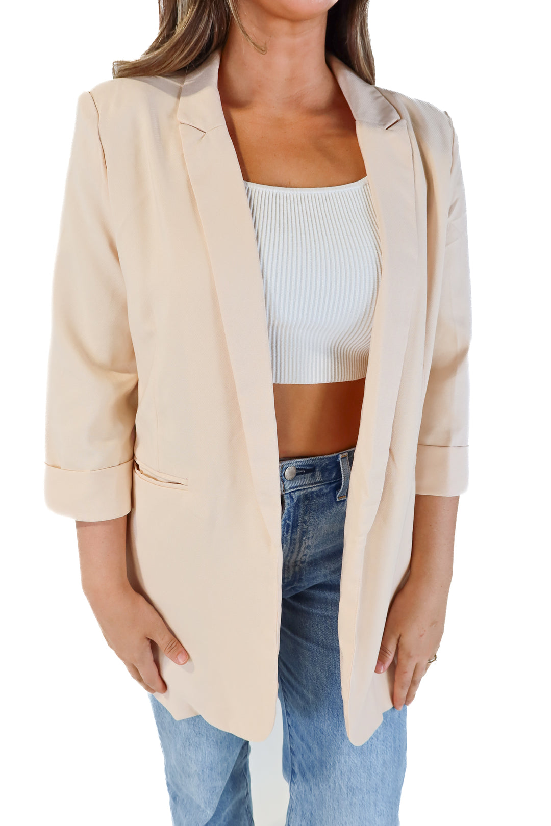 Misguided cream blazer NWT (10; retail $44.99)