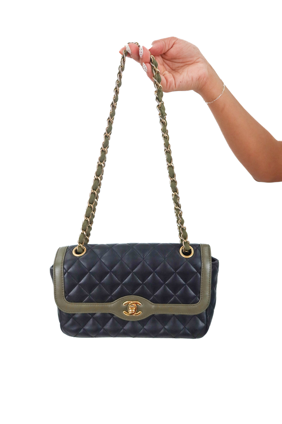 Chanel Two-Tone Single Flap Quilted Lambskin Bag (est. retail $8,900)