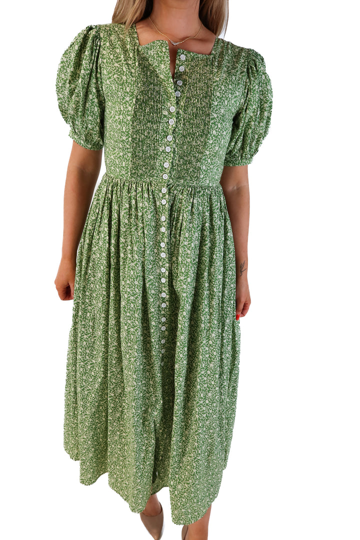 R.Vioimos green floral maxi dress (s/m)