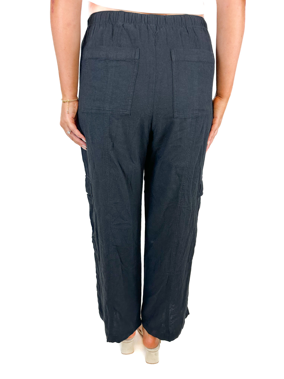 Abercrombie Black Linen-Blend Pull-On Cargo Pant NWT (M; retail $90)