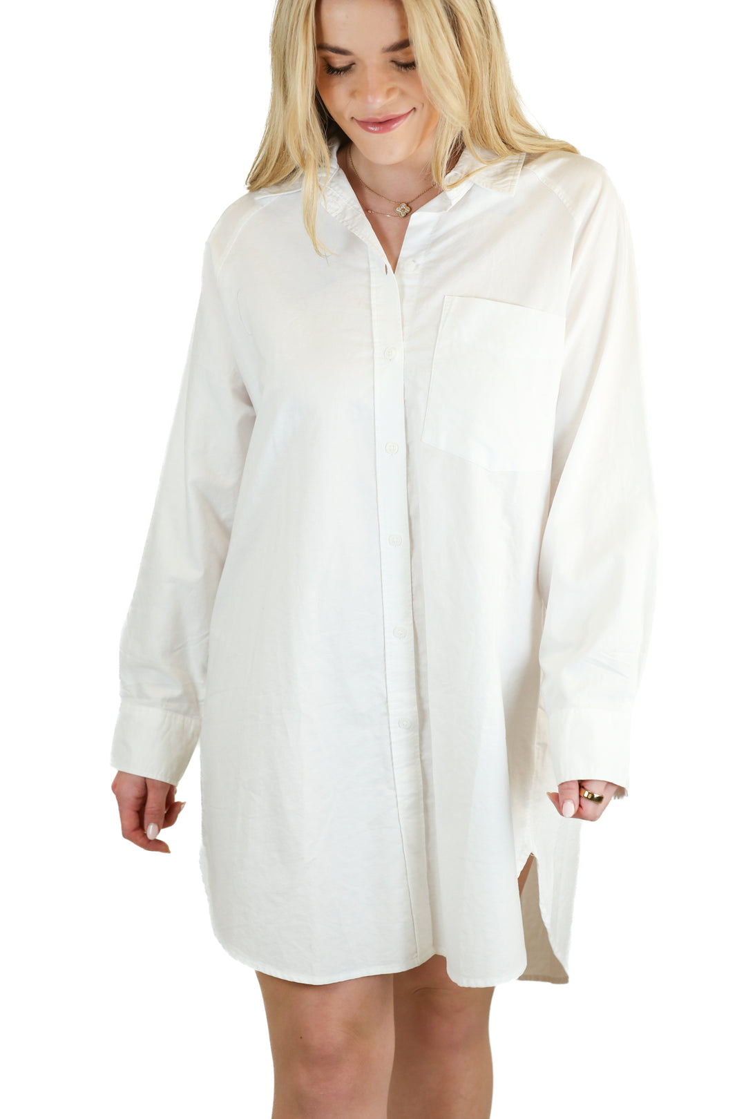 H&M White Oversized Button Down Shirt Dress NWT (XS; Retail $33)