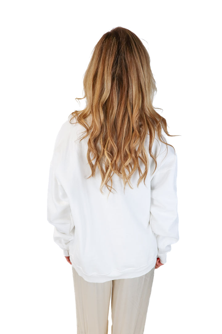 the bar white/pink crewneck (L)