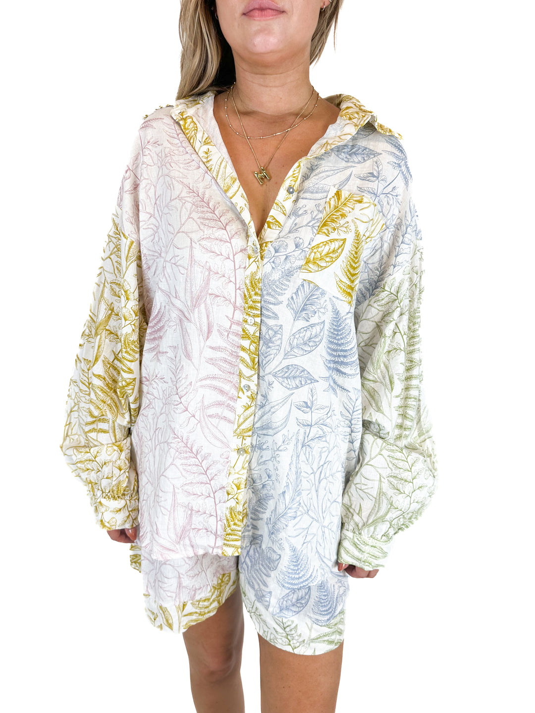 Aura Foliage Print Shirt and Shirt Set NWT (L)