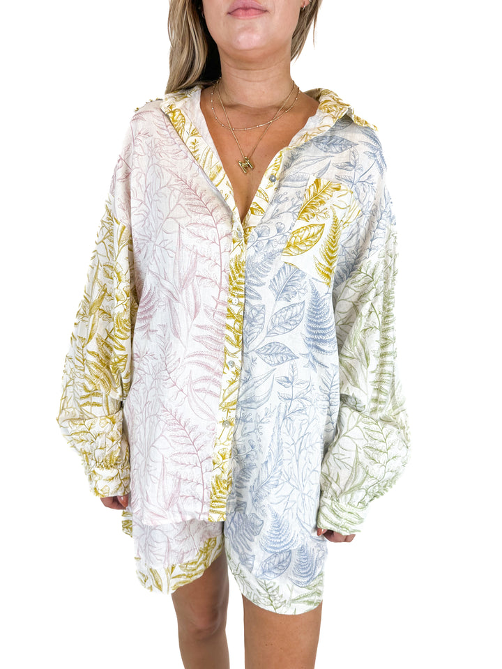 Aura Foliage Print Shirt and Shirt Set NWT (L)