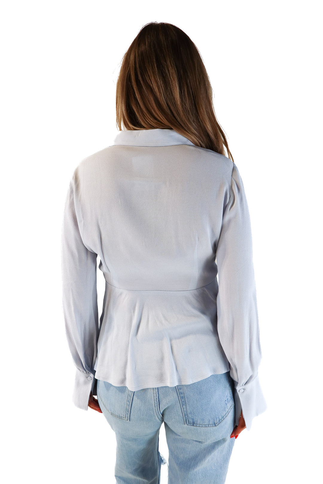 J.crew light blue wrap top (8; retail $50)