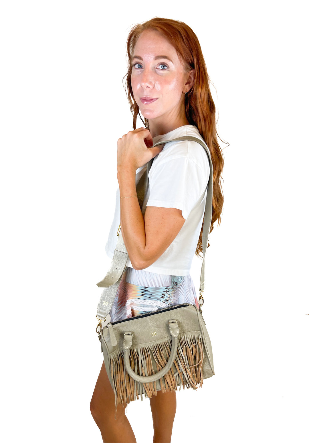 Hobo Army Green Bag with Fringe