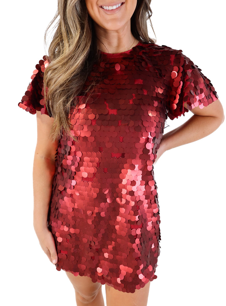 Buddy love red sequin short sleeve dress NWT (s; retails for $68)