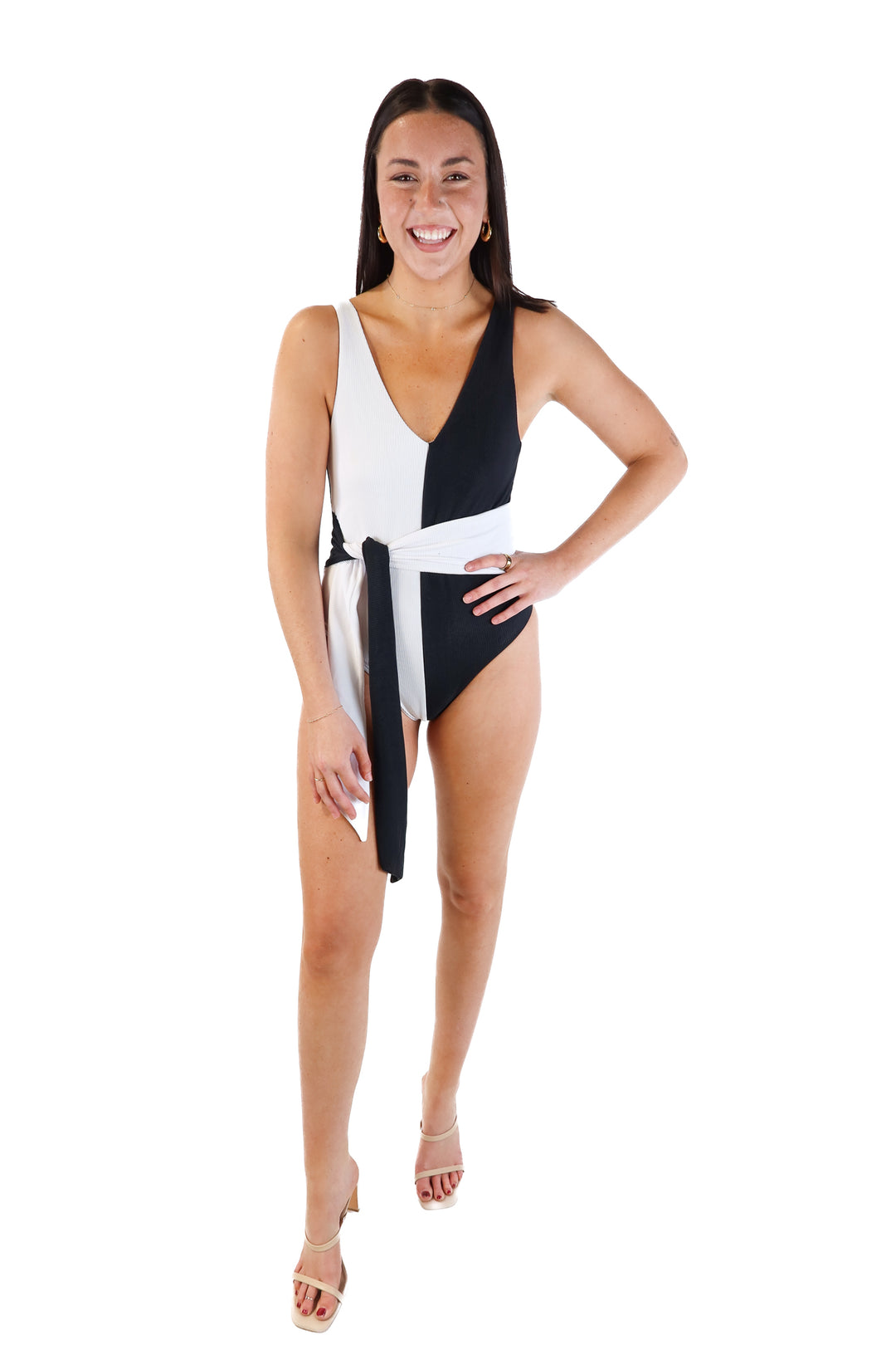 Beach Riot Black and white One-Piece Swimsuit (M; retail $148)
