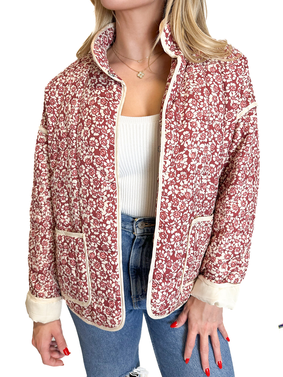 Floral Slightly Puffed Jacket (XS)