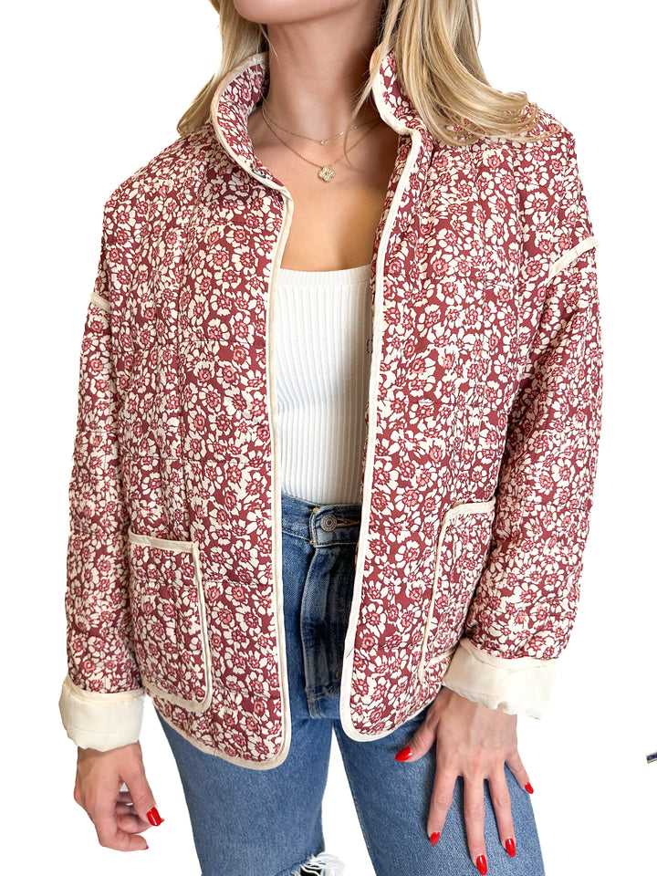 Floral Slightly Puffed Jacket (XS)