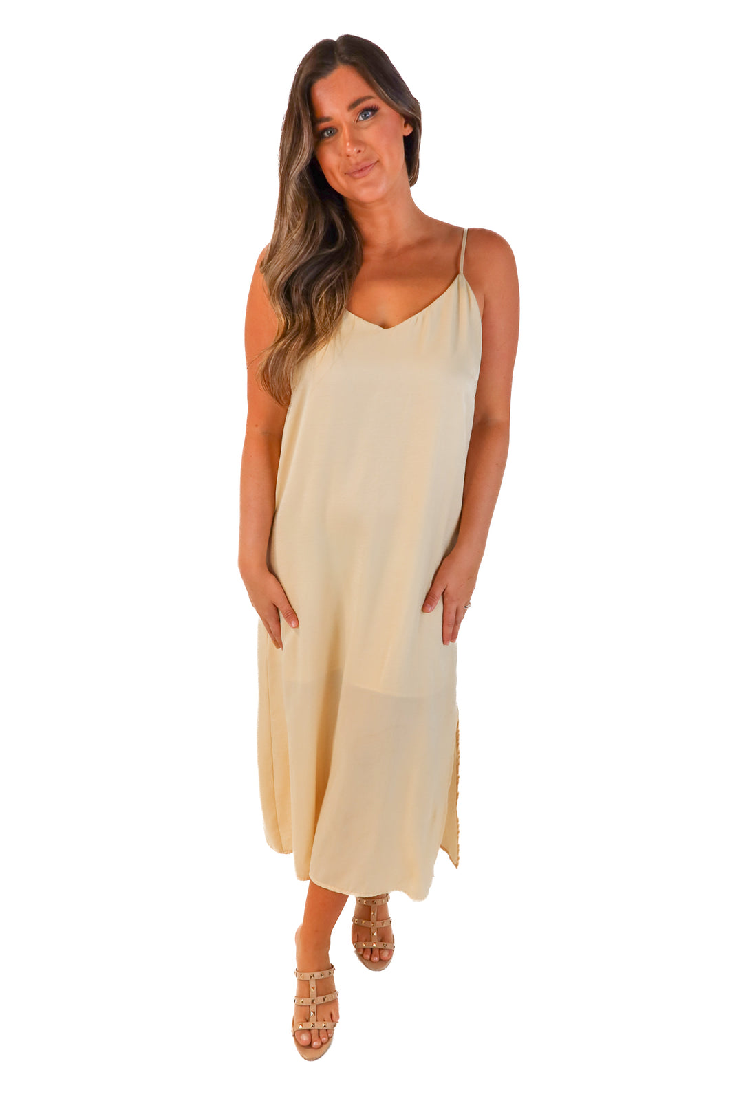 Silky Butter Yellow Slip Dress (L)