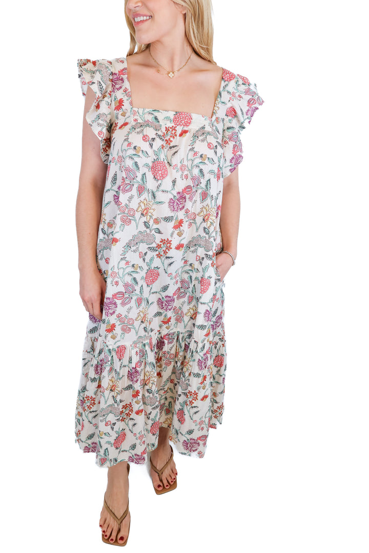 Ophelia & Indigo cream floral midi dress (S; retail $210)