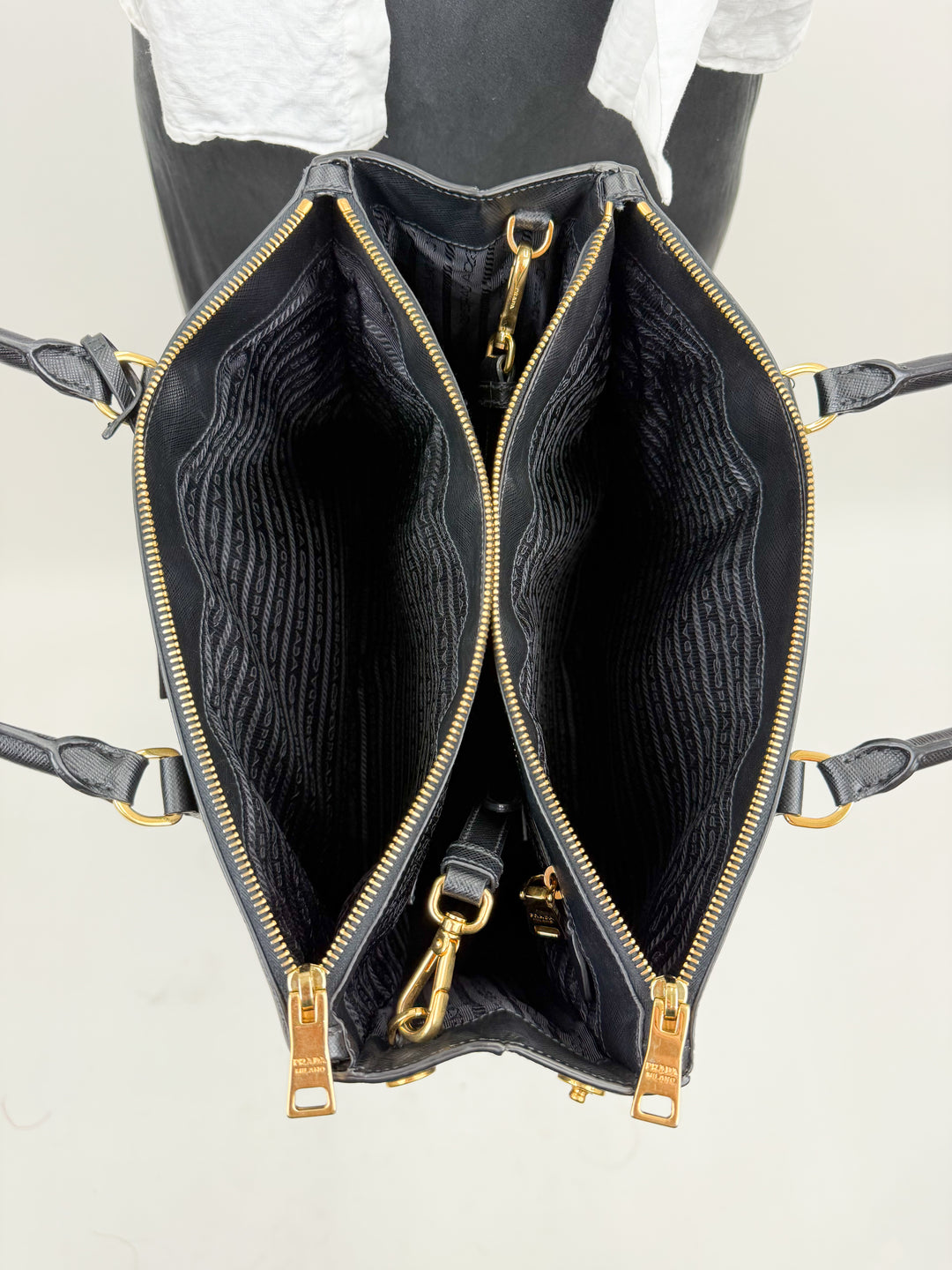 Prada Galleria Black Saffiano Large Leather Two Way Tote (retail $5,500)