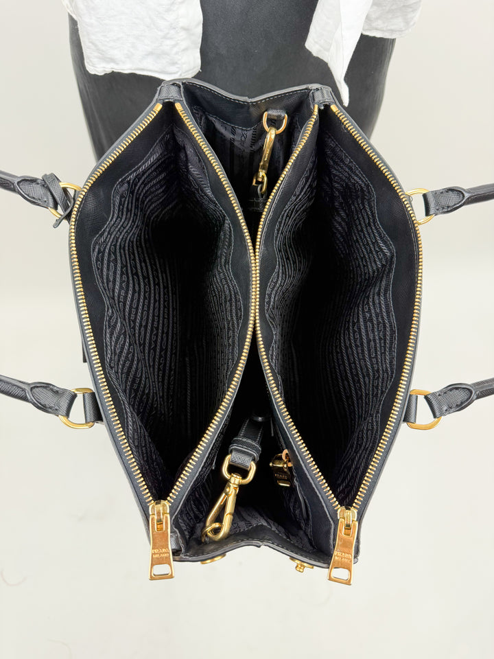 Prada Galleria Black Saffiano Large Leather Two Way Tote (retail $5,500)