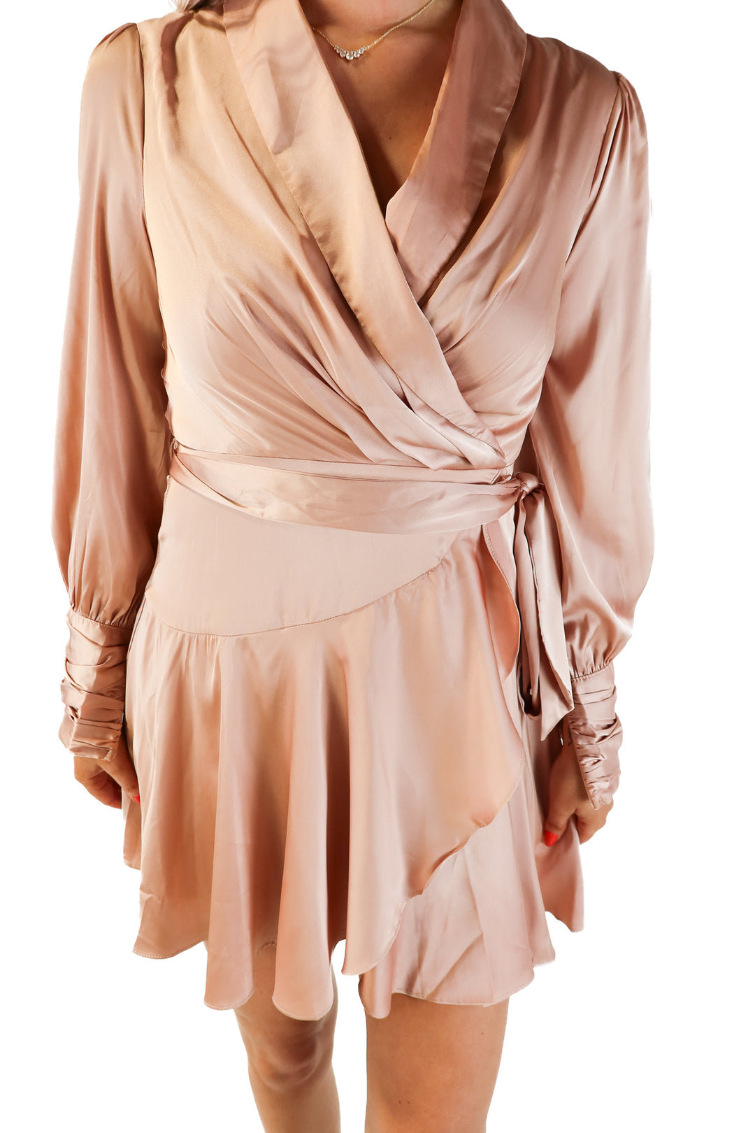 Vici brown faux wrap dress (s; retails for $74)