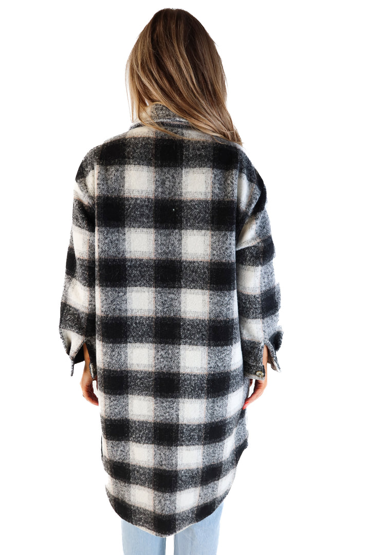 Buddy love black wool flannel Shacket (s; retails for $132)