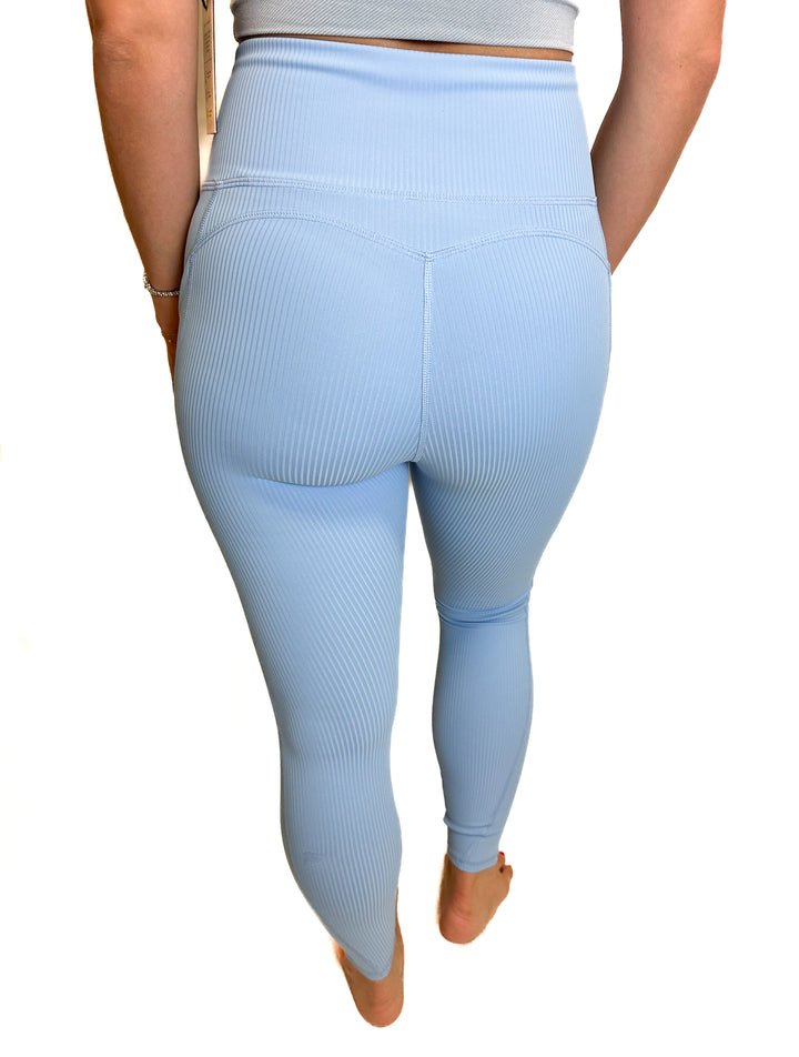 Light Blue Ribbed Leggings (XS)